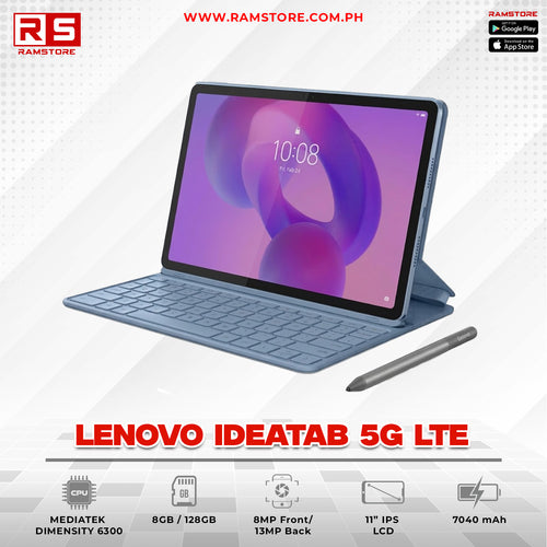 LPR Convertible Lenovo Ideatab 5G LTE - MediaTek Dimensity 6300 8GB 128GB (Polar Blue / w/ Folio Keyboard & Pen)