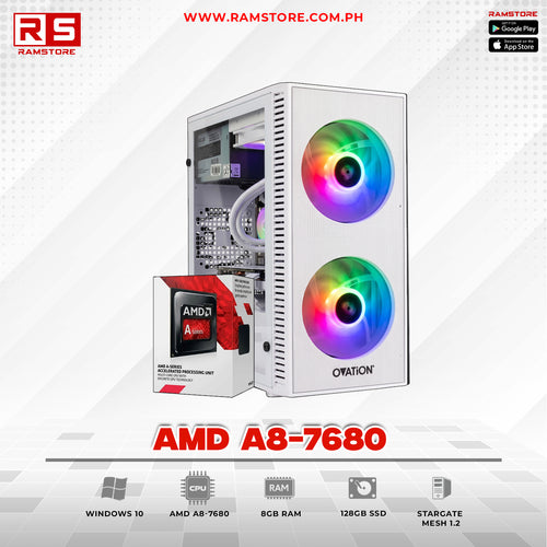 PCZ System Unit AMD A8-7680 & MATX White