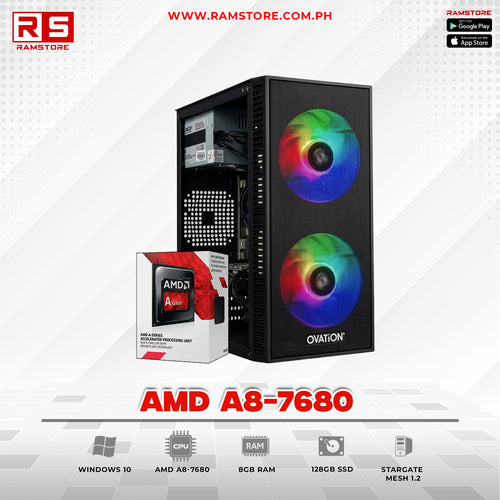 PCZ System Unit AMD A8-7680 & MATX Black