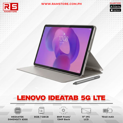 LPR Convertible Lenovo Ideatab 5G LTE - MediaTek Dimensity 6300 8GB 128GB (Luna Grey / w/ Folio Case & Pen)