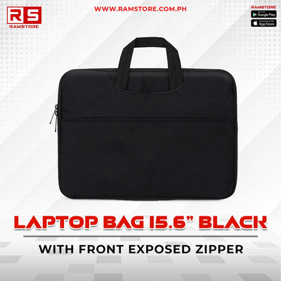 LPR Accessories Laptop Bag 15.6" Black With Front Exposed Zipper