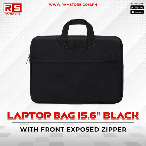 LPR Accessories Laptop Bag 15.6" Black With Front Exposed Zipper