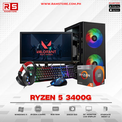 PCZ Desktop Computer Brandnew AMD Ryzen 5 3400G & MATX Black