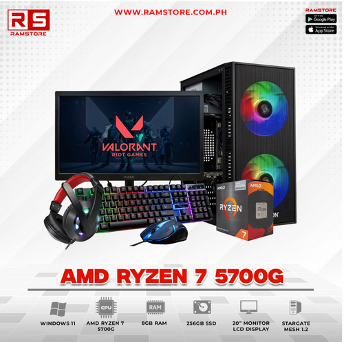 PCZ Desktop Computer Brandnew AMD Ryzen 7 5700G MATX Black