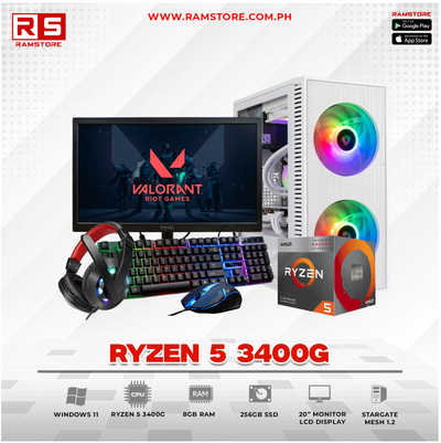 PCZ Desktop Computer Brandnew AMD Ryzen 5 3400G & MATX White
